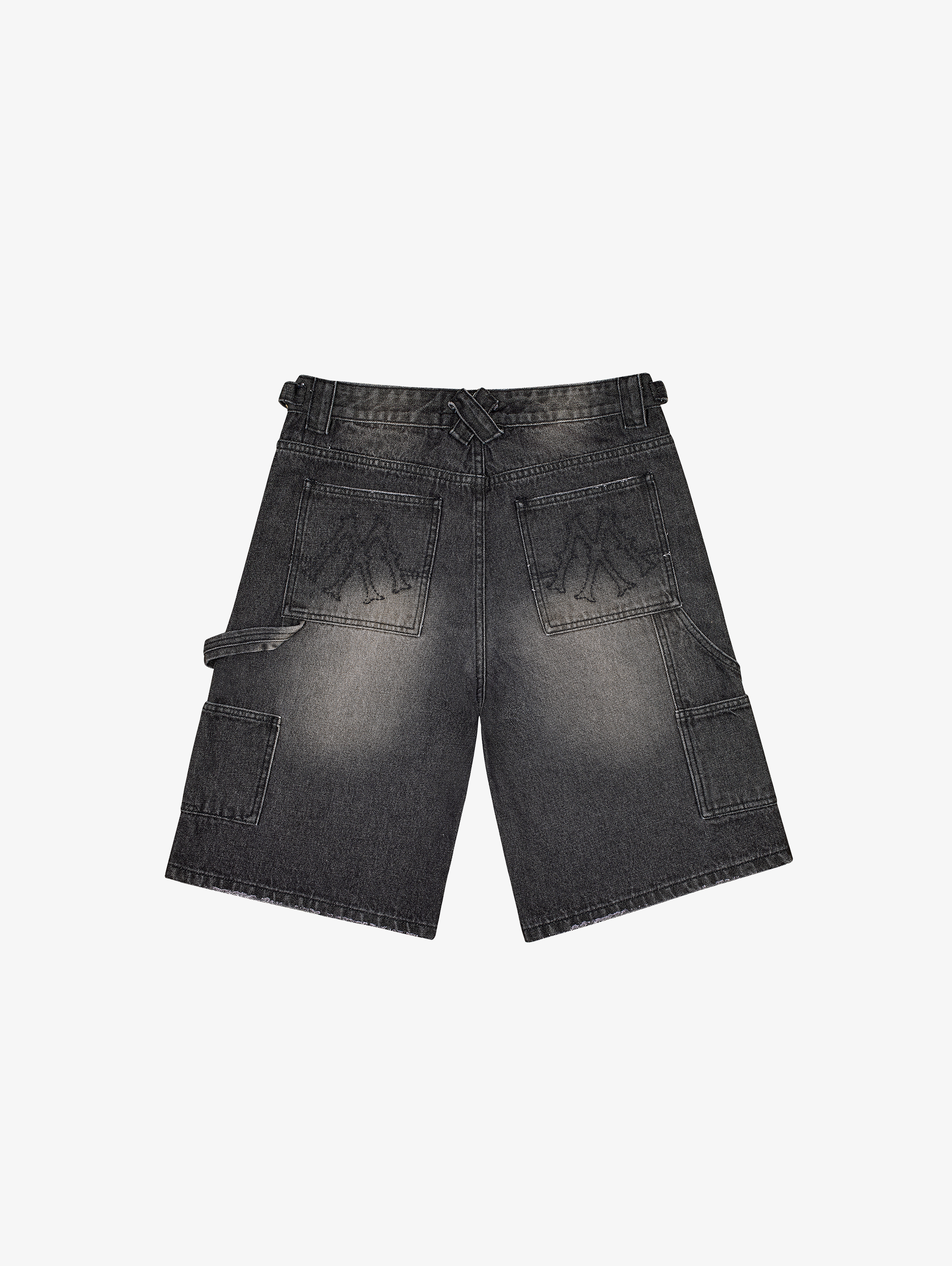 BLACK WASHED DENIM JORTS 