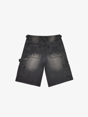 BLACK WASHED DENIM JORTS "V2"