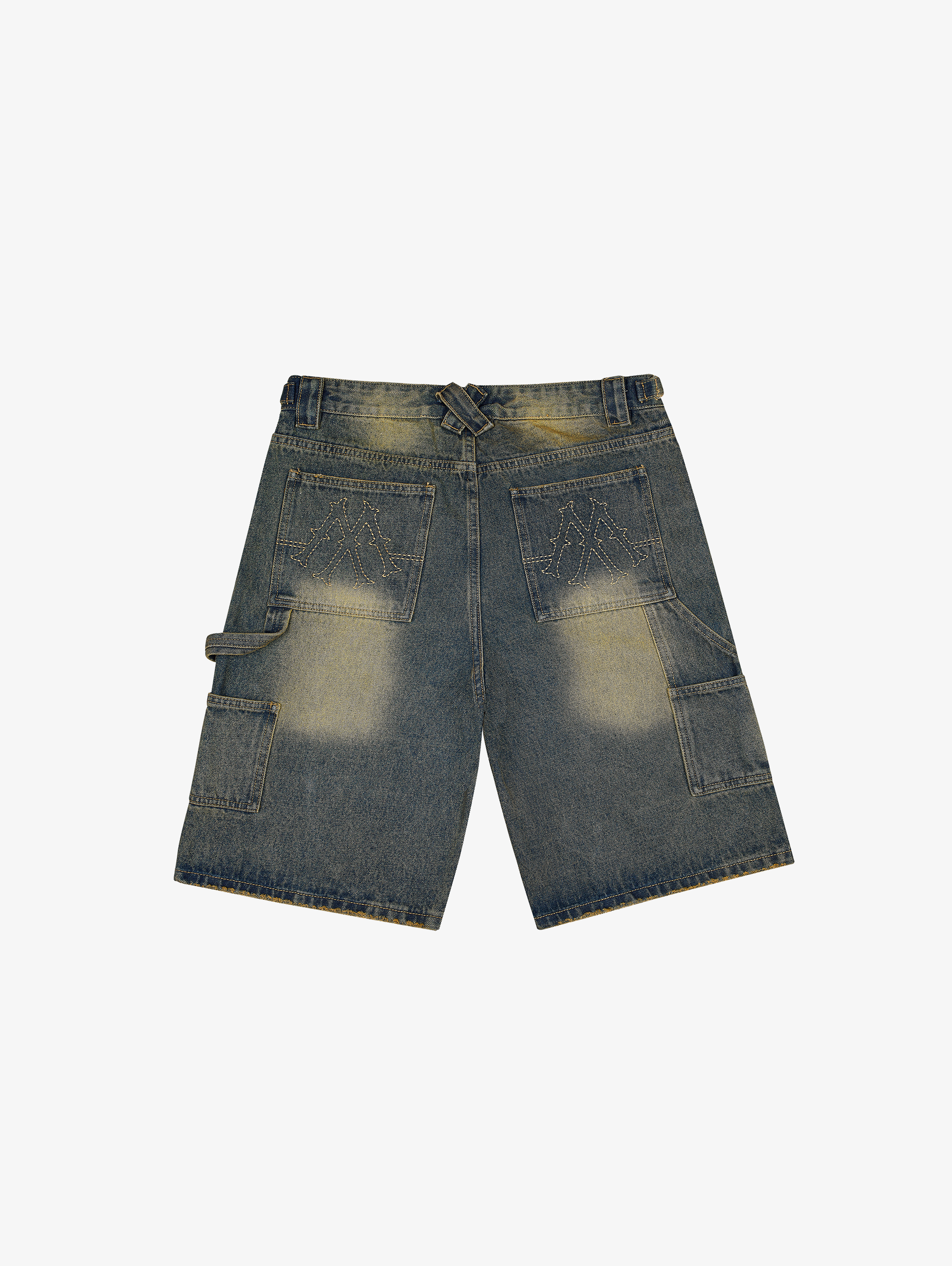 DARK BLUE WASHED DENIM JORTS 