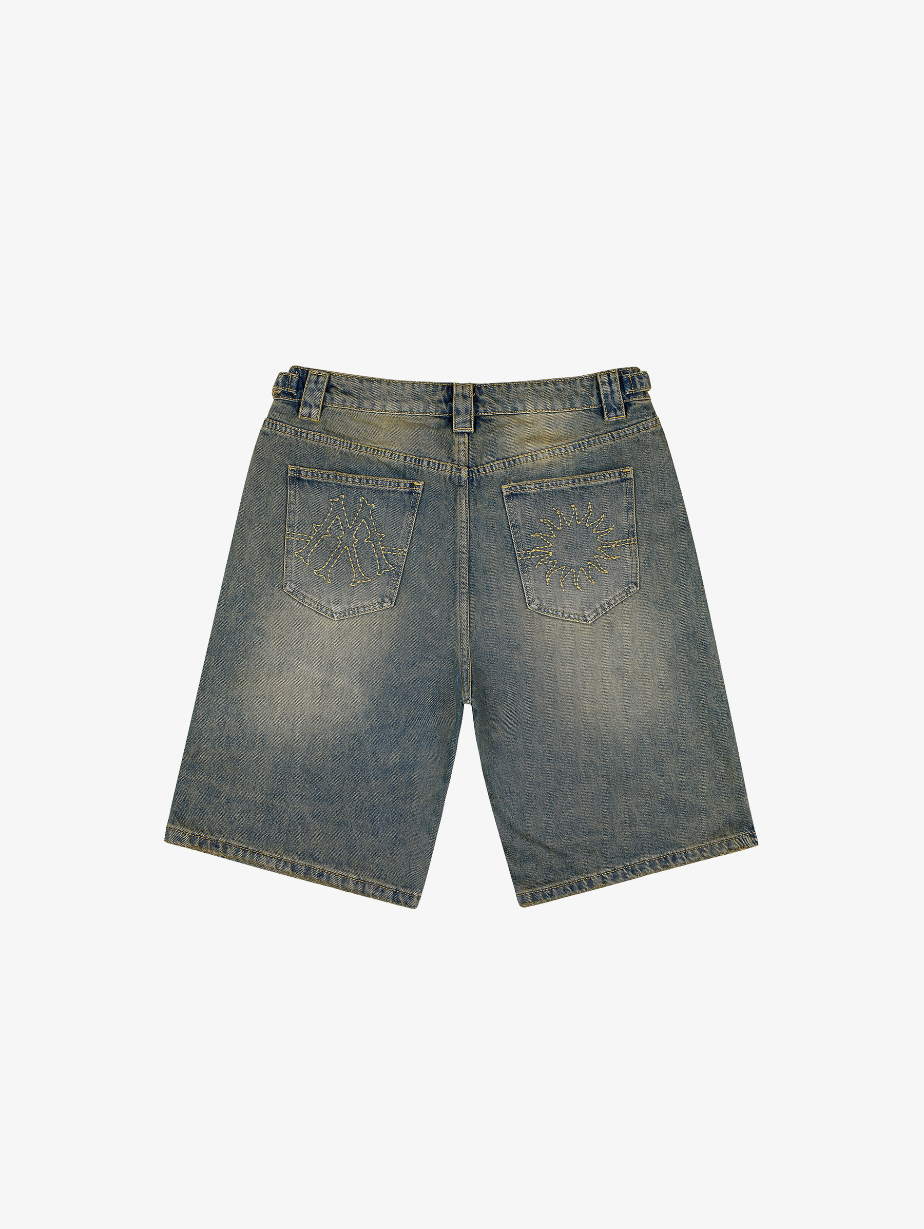 DIRT BLUE WASHED DENIM JORTS "SUN"