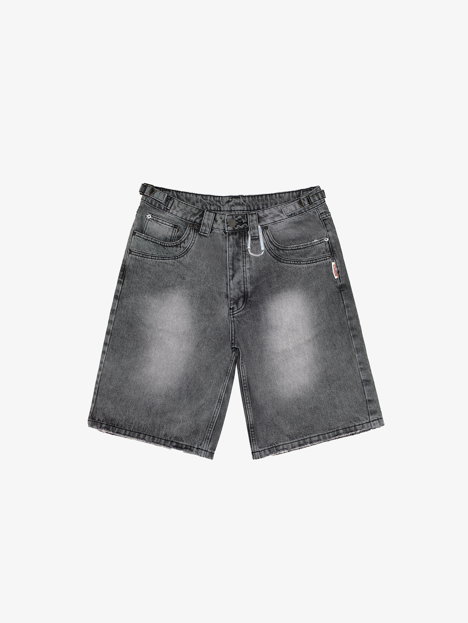 GREY WASHED DENIM JORTS 