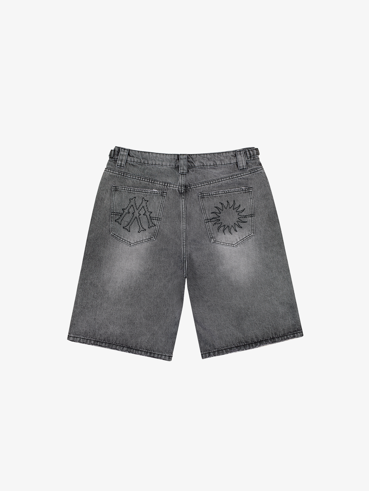 GREY WASHED DENIM JORTS "SUN"