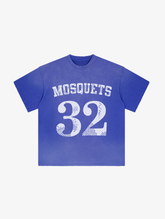 ROYAL BLUE SUNFADED T-SHIRT "MOSQUETS 32"