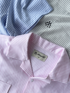 BLUE WHITE STRIPE RESORT SHIRT "M"