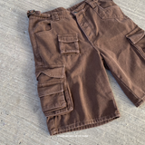 BROWN WASHED CARGO SHORTS - Mosquets