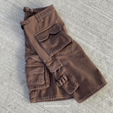 BROWN WASHED CARGO SHORTS - Mosquets