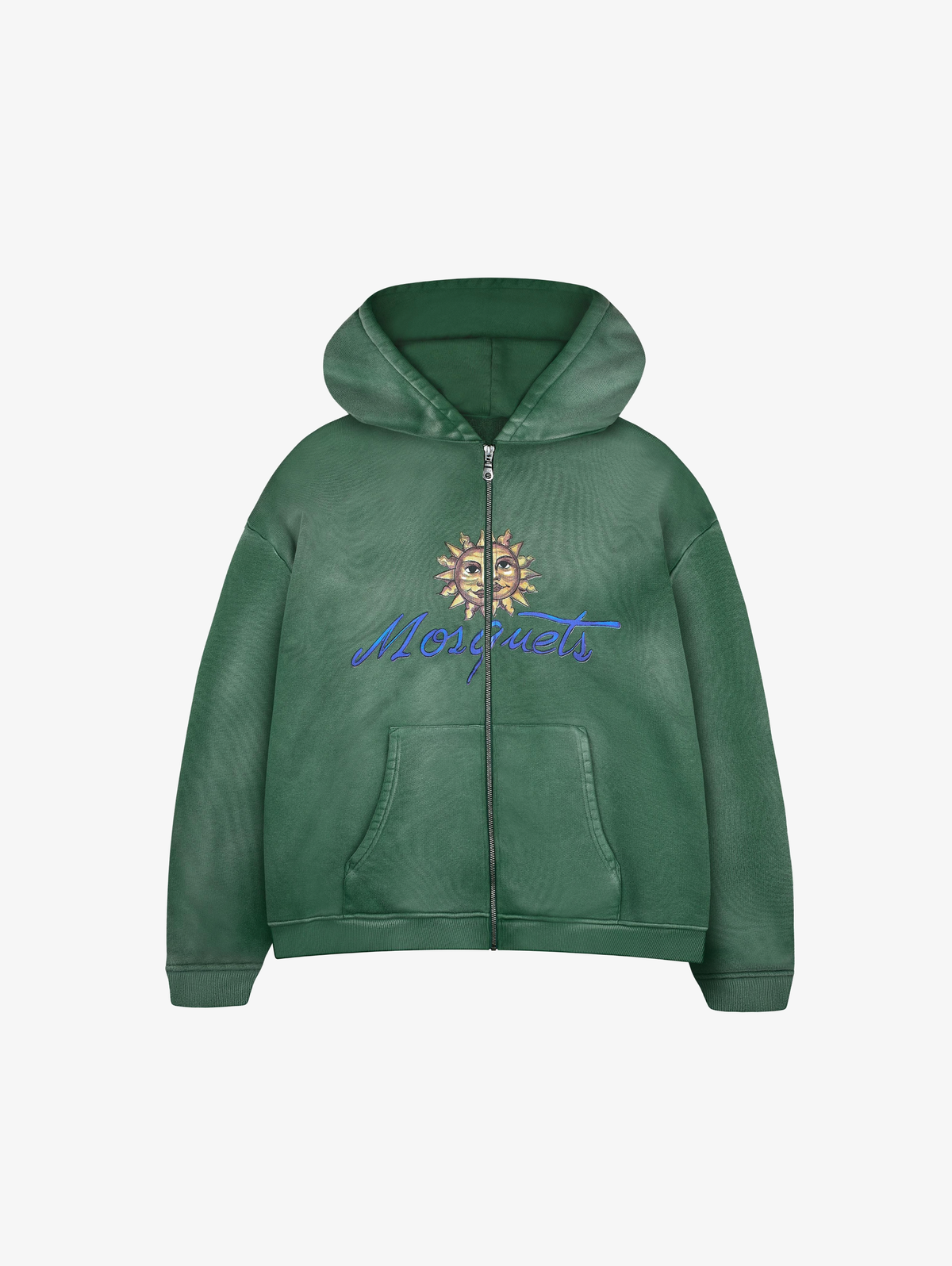 GREEN SUNFADED ZIP HOODED "SUN"