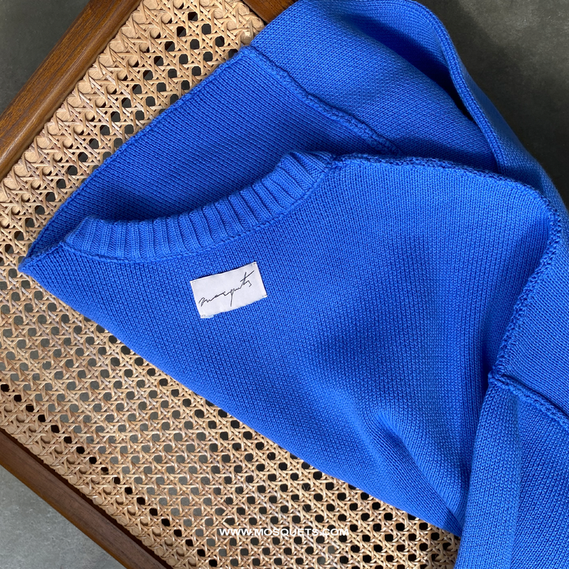 VINTAGE INSIDE OUT ROYAL BLUE KNIT SWEATER "ATELIER" - Mosquets