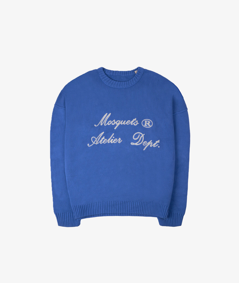 VINTAGE INSIDE OUT ROYAL BLUE KNIT SWEATER "ATELIER" - Mosquets