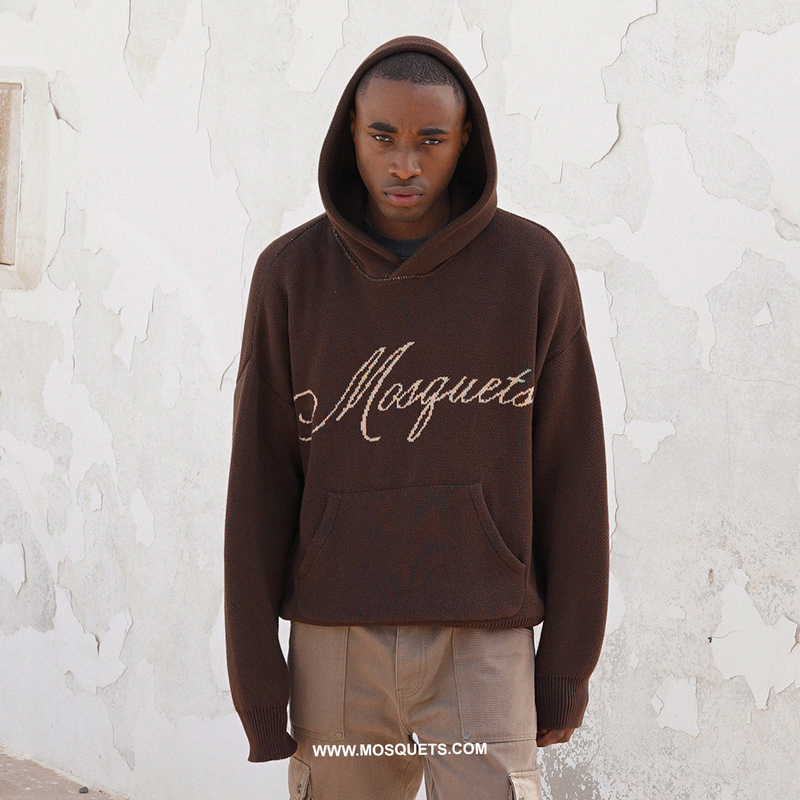 DARK BROWN KNIT HOODED "MOSQUETS" - Mosquets